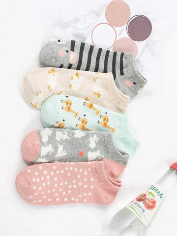 Buy Shein 5pairs Cartoon Graphic Ankle Socks in Pakistan