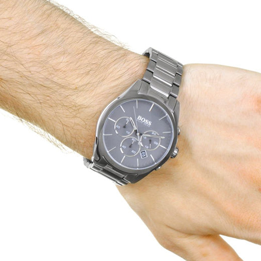 Buy Hugo Boss Mens Chronograph Quartz Onyx Stainless Steel Grey Dial 44mm Watch - 1513364 in Pakistan
