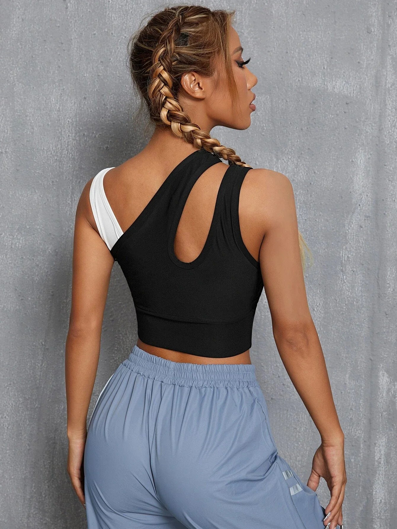 Buy Shein Letter Graphic Cut Out Sports Tank Top in Pakistan