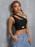 Buy Shein Letter Graphic Cut Out Sports Tank Top in Pakistan