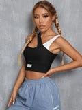 Buy Shein Letter Graphic Cut Out Sports Tank Top in Pakistan