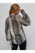 Buy Shein Snakeskin Print Bishop Sleeve Blouse - Small in Pakistan