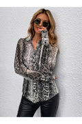 Buy Shein Snakeskin Print Bishop Sleeve Blouse - Medium in Pakistan