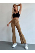 Buy Shein Seam Front High Waist Flare Leg Pants - Medium Brown in Pakistan