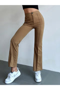 Buy Shein Seam Front High Waist Flare Leg Pants - Extra Small Brown in Pakistan