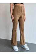 Buy Shein Seam Front High Waist Flare Leg Pants - Extra Small Brown in Pakistan