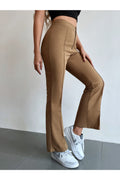 Buy Shein Seam Front High Waist Flare Leg Pants - Small Brown in Pakistan