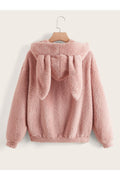 Buy Shein EZwear Drop Shoulder 3D Ears Design Teddy Hoodie - Small in Pakistan