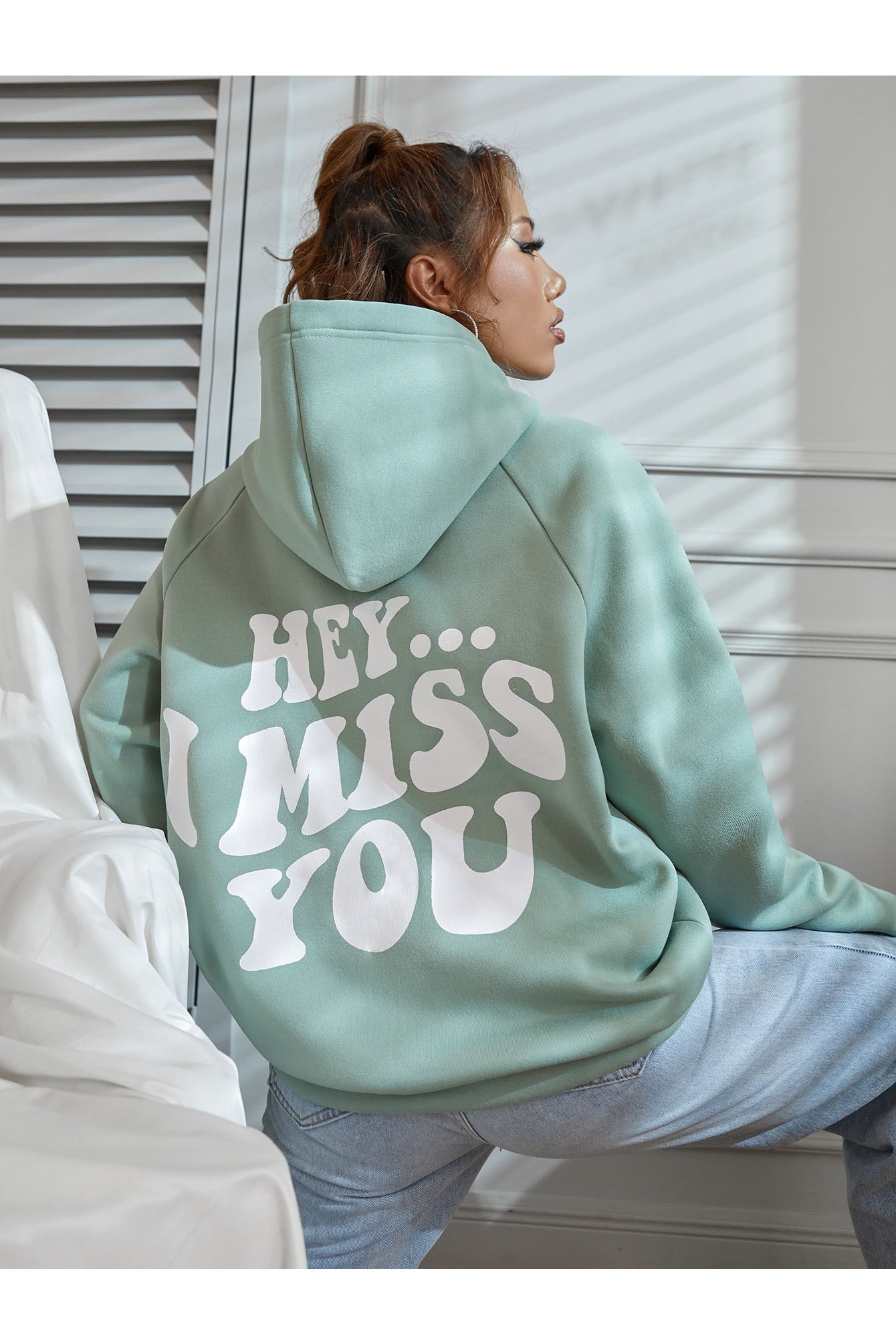 Buy Shein Slogan Graphic Raglan Sleeve Hoodie - Small in Pakistan