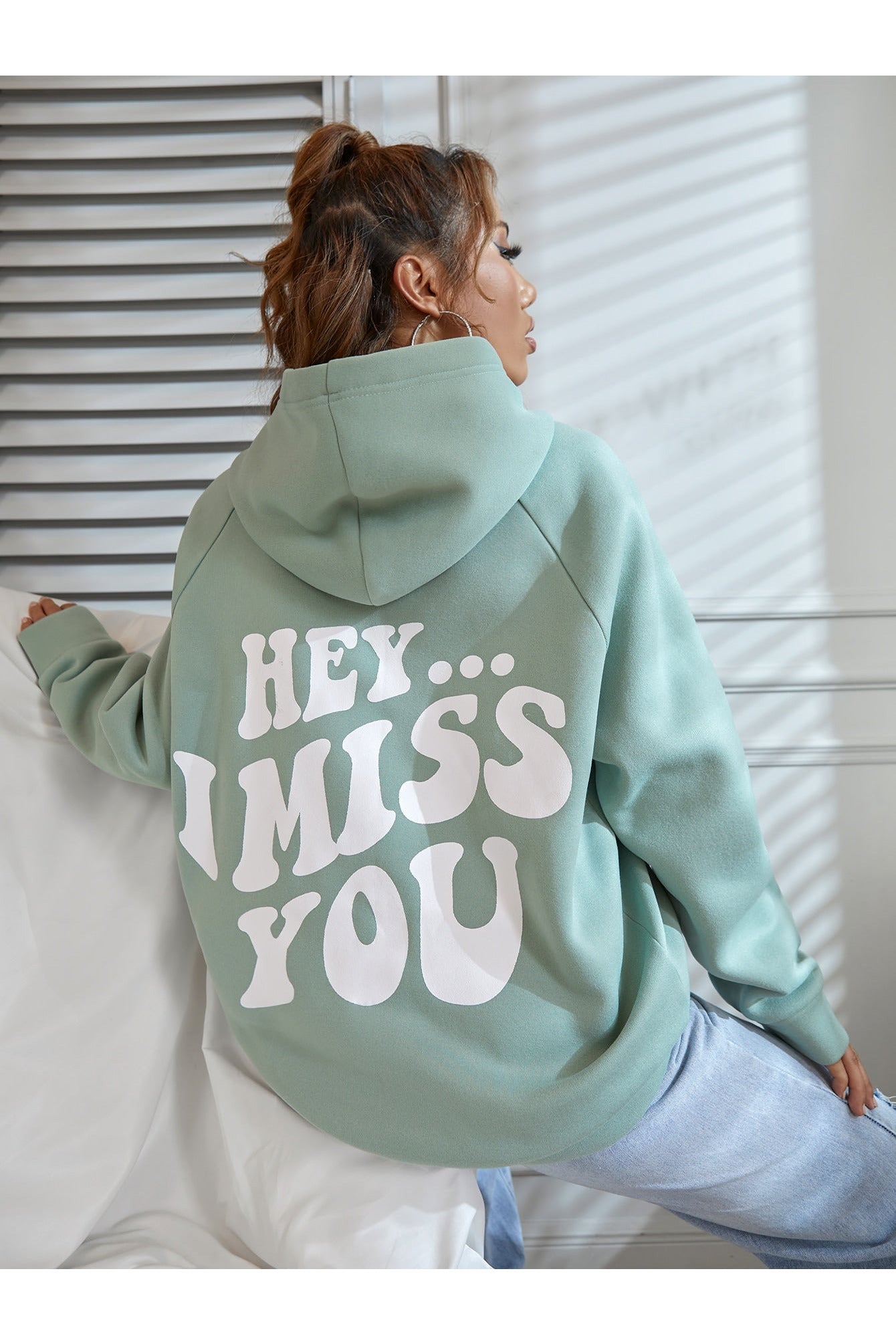 Buy Shein Slogan Graphic Raglan Sleeve Hoodie - Small in Pakistan