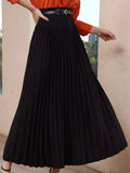 Buy Shein Modely Solid High Waist Belted Pleated Skirt in Pakistan