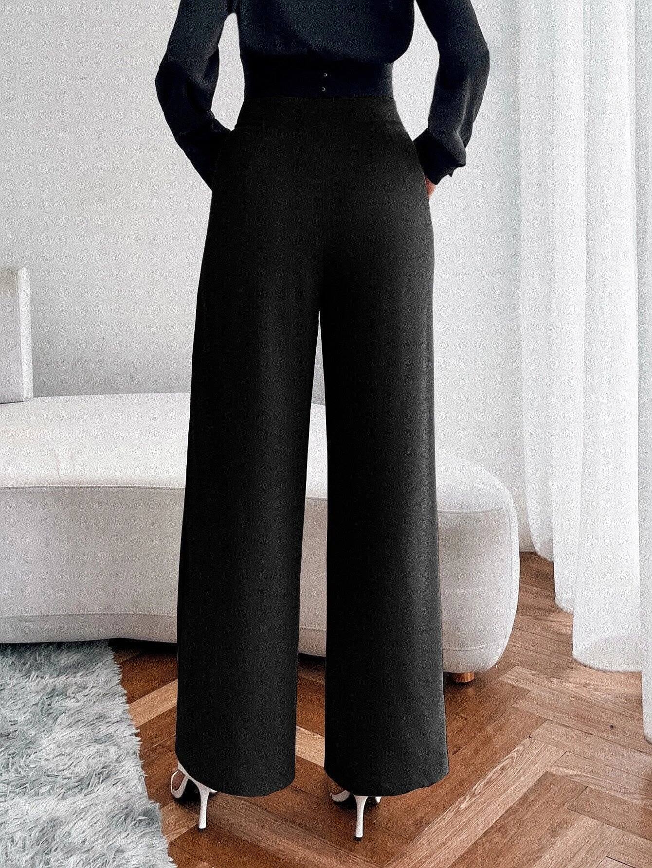 Buy Shein Unity High Waist Fold Pleated Pants in Pakistan