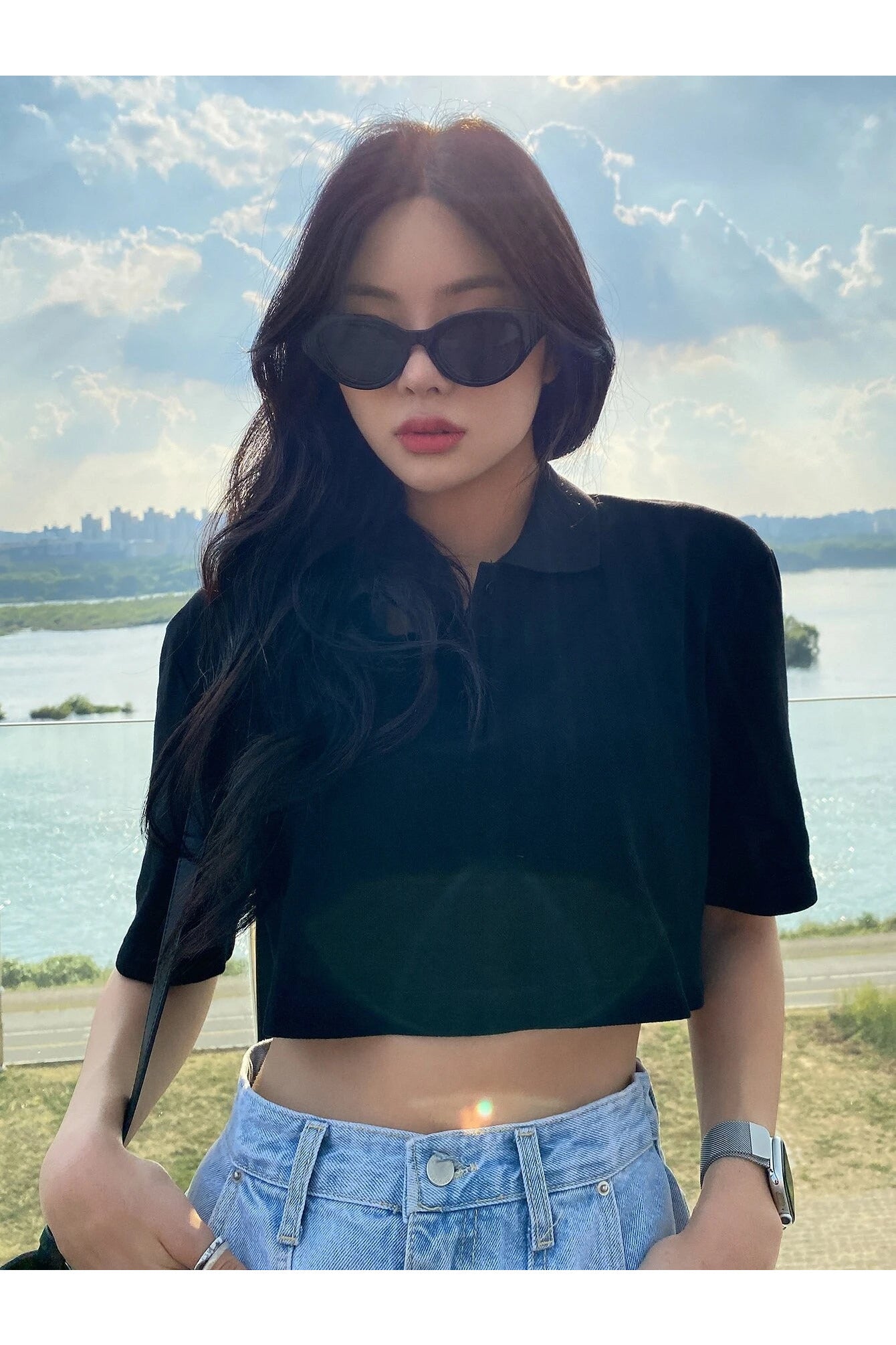 Buy Shein DAZY Solid Button Front Crop Tee in Pakistan