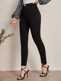 Buy Shein Unity Single Button Split Hem Skinny Pants in Pakistan