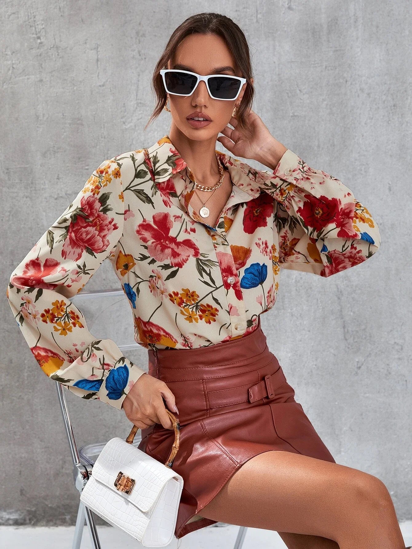 Buy Shein Floral Print Button Front Shirt in Pakistan