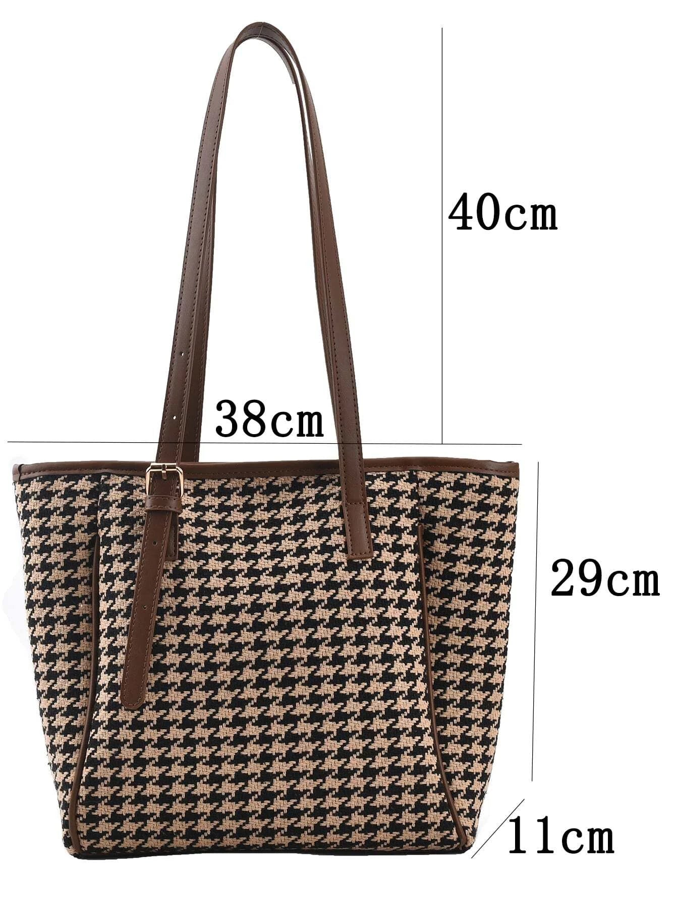 Buy Shein Houndstooth Knot Detail Shoulder Tote Bag in Pakistan