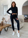 Buy Shein 2pcs Seamless Yoga Set Active Suit Mesh Panel Top & Cropped Scrunch Butt Leggings in Pakistan