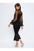 Buy SHEIN Dobby Mesh Flounce Sleeve Blouse in Pakistan
