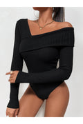 Buy Shein Asymmetrical Neck Waffle Knit Tee Bodysuit in Pakistan