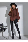 Buy Shein Frill Neck Pleated Button Up Blouse - Small in Pakistan