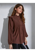 Buy Shein Frill Neck Pleated Button Up Blouse - Small in Pakistan