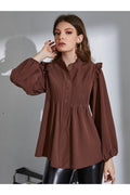 Buy Shein Frill Neck Pleated Button Up Blouse - Small in Pakistan