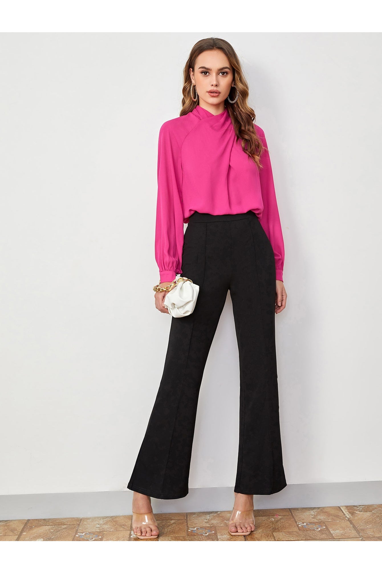 Buy Shein Unity Cross Wrap Front Bishop Sleeve Top - Small in Pakistan