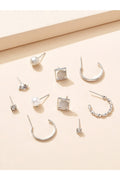 Buy Shein 9pairs Rhinestone & Faux Pearl Decor Earrings - Silver in Pakistan