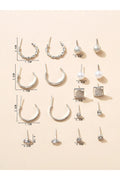 Buy Shein 9pairs Rhinestone & Faux Pearl Decor Earrings - Silver in Pakistan