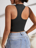 Buy Shein Asymmetrical Neck Patch Detail Racerback Crop Top in Pakistan