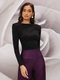 Buy Shein Modely Solid Padded Shoulder Tee in Pakistan