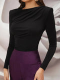 Buy Shein Modely Solid Padded Shoulder Tee in Pakistan