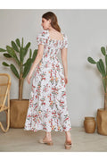 Buy Shein Floral Square Neck Shirred A-line Dress - Large in Pakistan