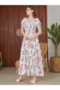 Buy Shein Floral Square Neck Shirred A-line Dress - Large in Pakistan
