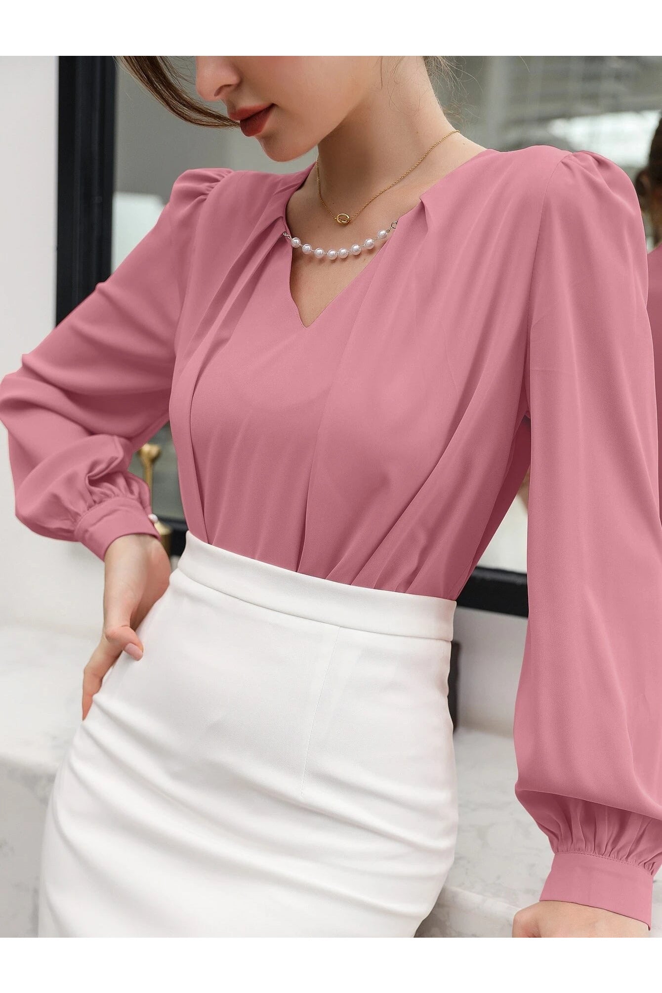 Buy Shein Puff Sleeve Solid Blouse in Pakistan