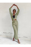 Buy Shein Argyle Print Drop Shoulder Blouse & Wide Leg Pants - Small in Pakistan