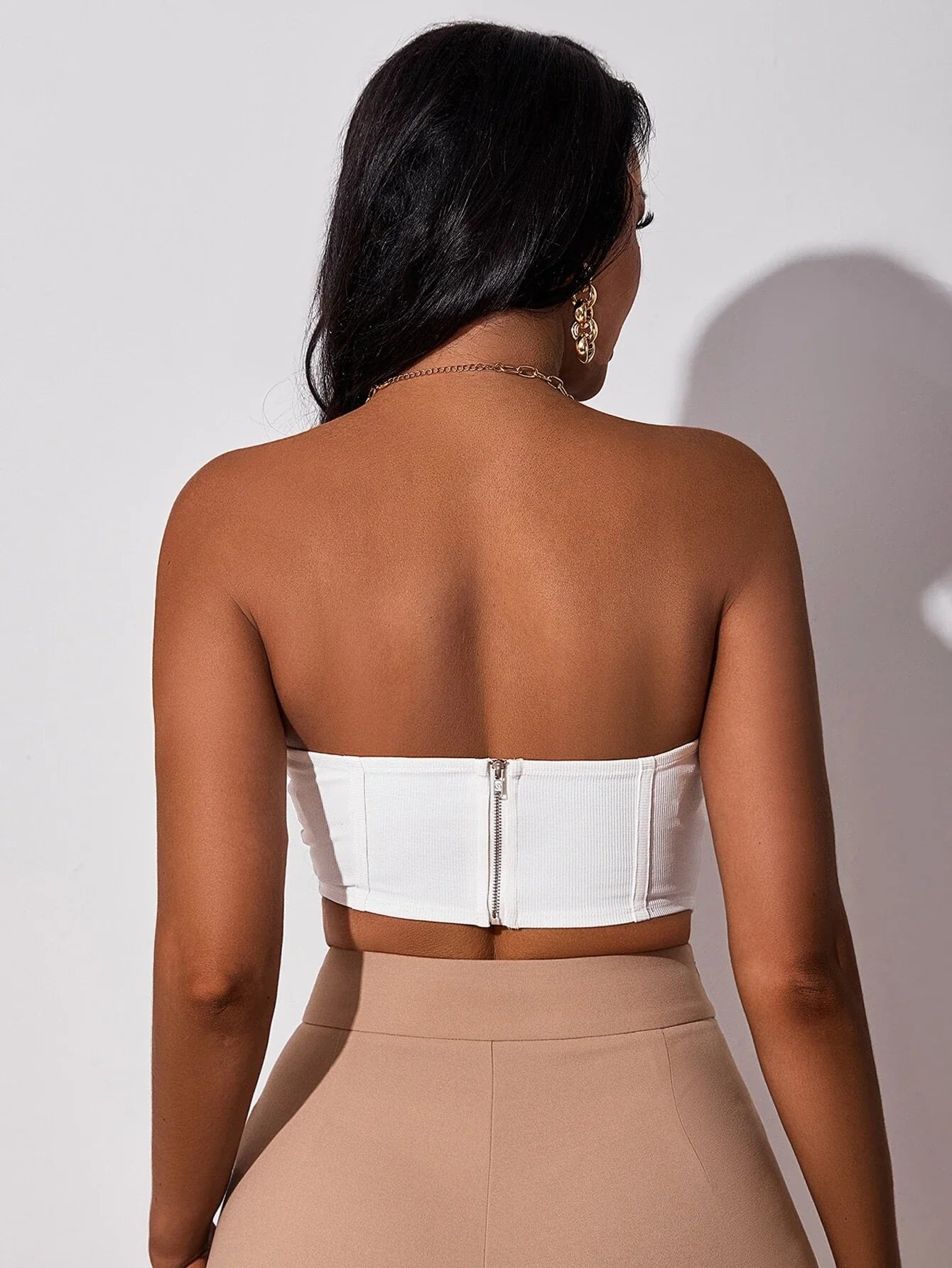 Buy Shein Sxy Zip Back Bandana Hem Crop Tube Top in Pakistan