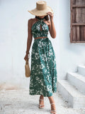 Buy Shein Vcay Floral Print Criss Cross Tie Back Crop Top & Ruffle Hem Skirt Set in Pakistan