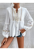 Buy Shein Contrast Lace Tie Front Tassel Detail Peplum Blouse - Small in Pakistan