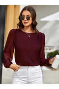 Buy Shein Lantern Sleeve Keyhole Back Blouse in Pakistan