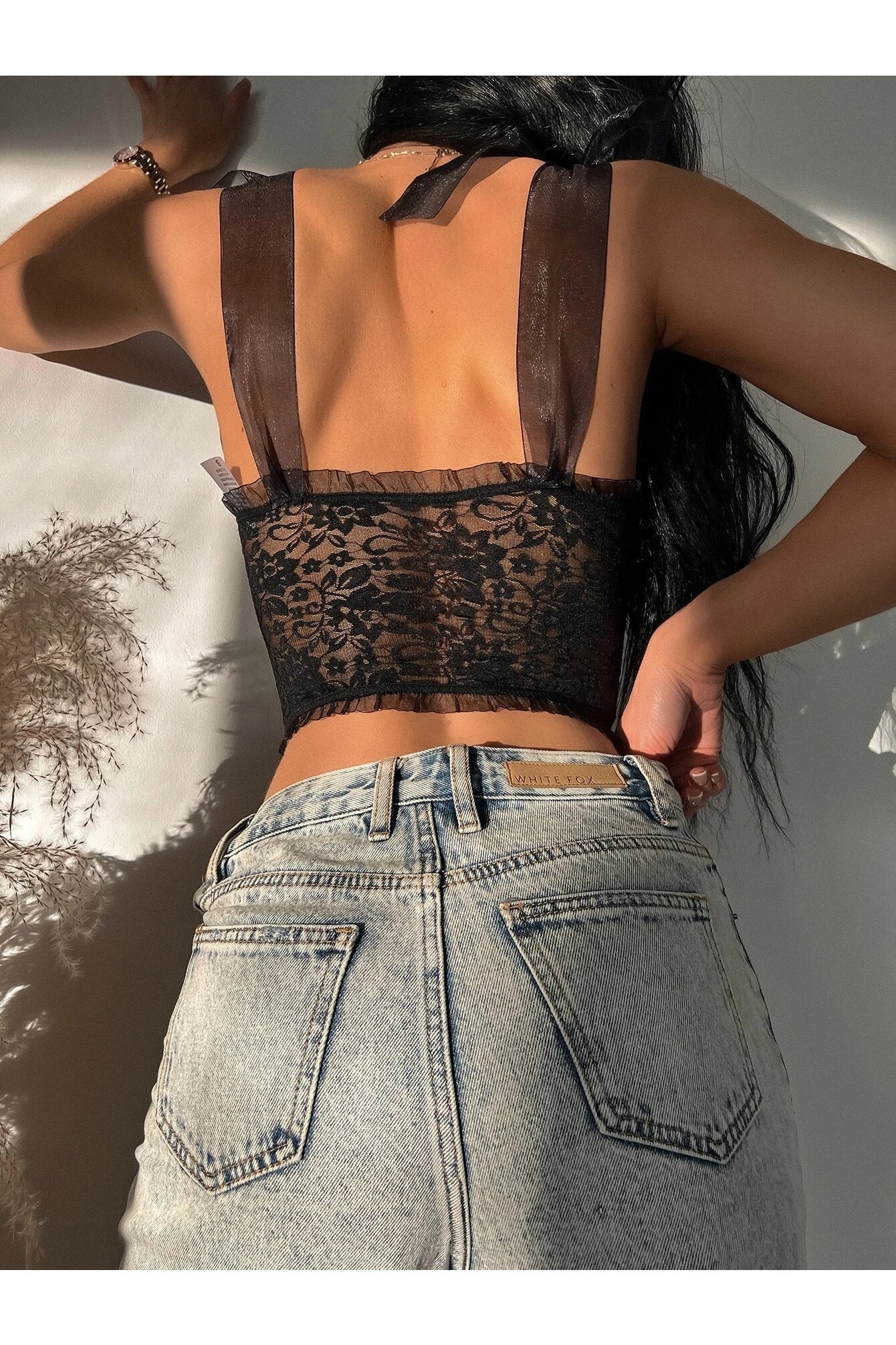 Buy SHEIN Floral Lace Tie Shoulder Underwire Bra in Pakistan