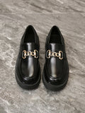 Buy Shein Round Toe Flats Women Minimalist Chain Decor Loafers in Pakistan