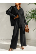 Buy Shein Plisse Drop Shoulder Shirt & Wide Leg Pants - Small in Pakistan