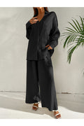 Buy Shein Plisse Drop Shoulder Shirt & Wide Leg Pants - Small in Pakistan