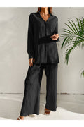 Buy Shein Plisse Drop Shoulder Shirt & Wide Leg Pants - Small in Pakistan