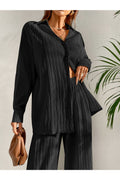 Buy Shein Plisse Drop Shoulder Shirt & Wide Leg Pants - Small in Pakistan