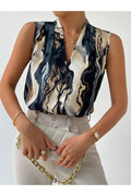 Buy Shein Marble Print Button Front Blouse - Small in Pakistan