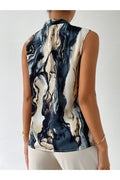 Buy Shein Marble Print Button Front Blouse - Small in Pakistan