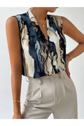 Buy Shein Marble Print Button Front Blouse - Small in Pakistan