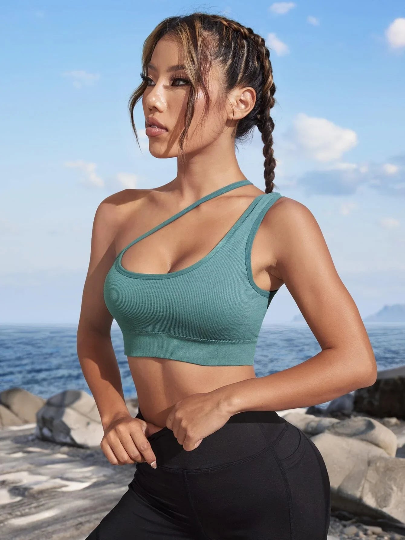 Buy Shein One Shoulder Crop Sports Bra in Pakistan